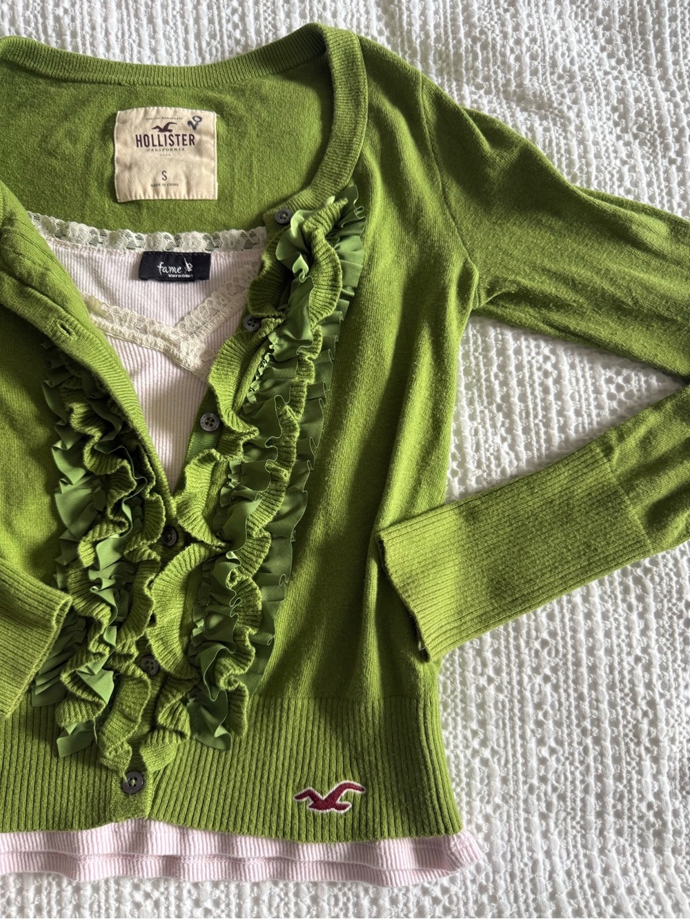 Y2K hollister matcha green cardigan Elena Gilbert Bella Swan vintage - Picture 3 of 9